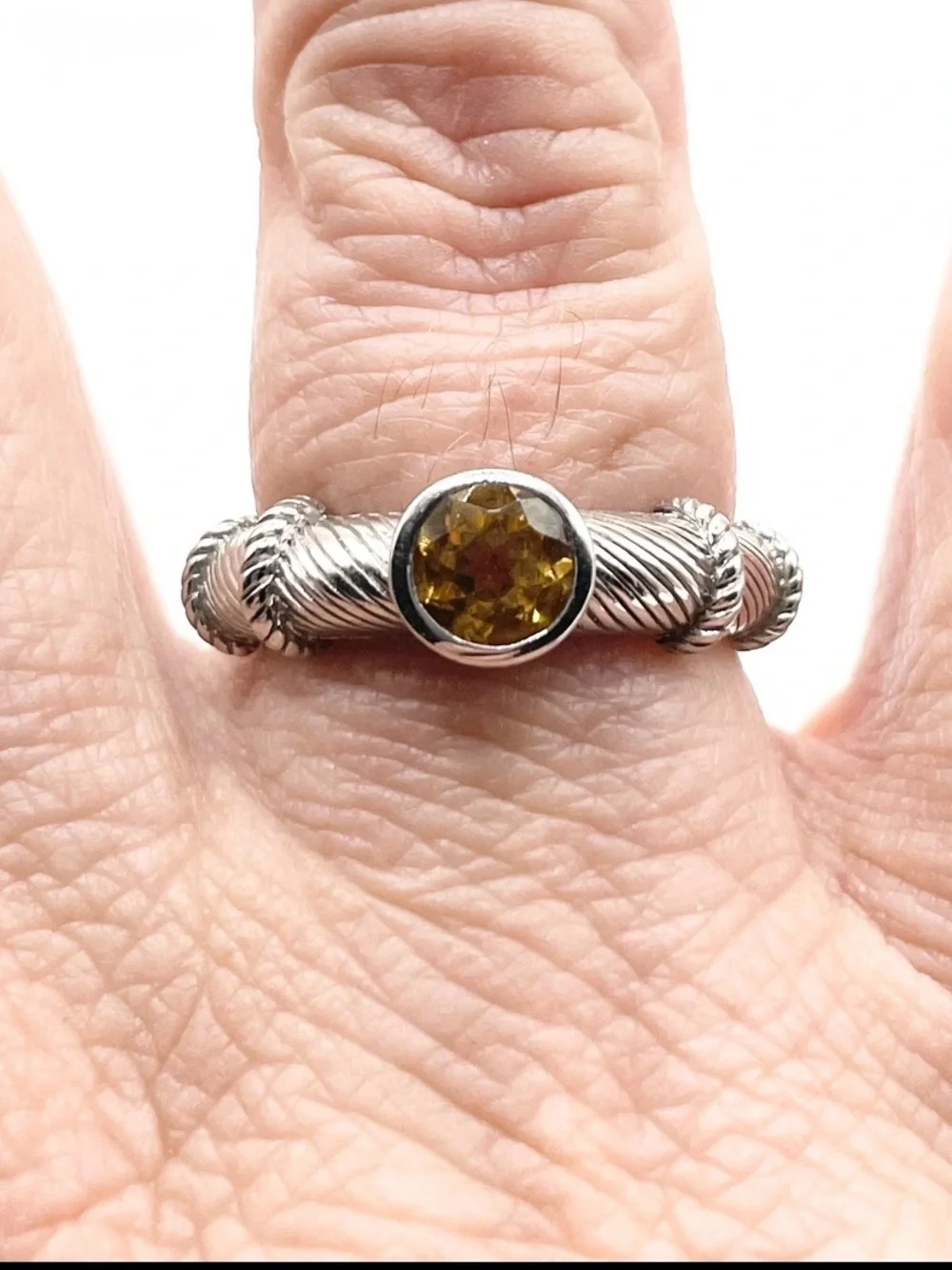 Size 9 Citrine Judith Ripka Cable design 925 Sterling Silver Ring